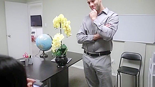 Naughty Chinese Chick Brings Giant Dildo to Work and Tempts the New Boss!
