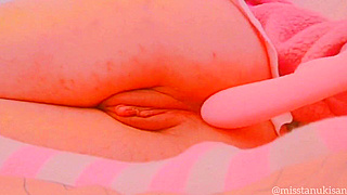 Japanese Amateur Girl 18+ enjoys morning masturbation with pink vibrator, uncensored wet pussy orgasm.