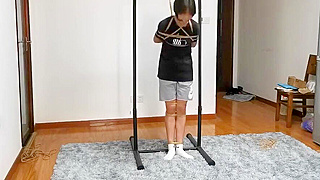 Adorable Cutie Bound to Rack for Intense Japanese Bondage Action!