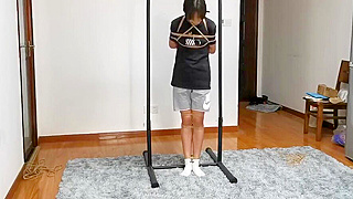 Adorable Cutie Bound to Rack for Intense Japanese Bondage Action!