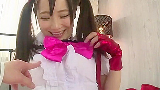 Breasty Japanese Babe Mao Kurata Sucks Dick Like a Pro