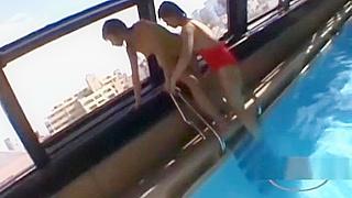 Two Sexy Asian Beauties in Swimsuits Suck Nipples & Rub Pussies Passionately.