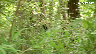Military Guard Takes Prisoner Roughly from Behind, Covering Her in cum