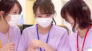 Three Hot Japanese Nurse Babes Take Turns on a Massive Dick at Hospital