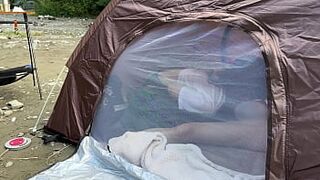 Amateur College Girl 18+ Tents Secretly for Intense Outdoor Blowjob & Wild Sex