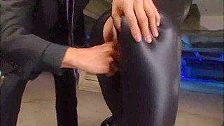 Shiny Catsuit Babe Submits and Gets Fucked Hard by Lustful Guy