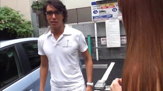 Long-haired Asian redhead Kokomi Sakura seduces a guy in a car 2