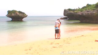 Skinny Miu Fujisawa enjoys huge cock on the beach 4