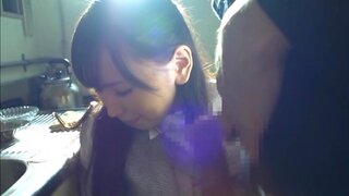 Hot Asian office babe Sayuki Kanno gives a sucks dick in the kitchen 2