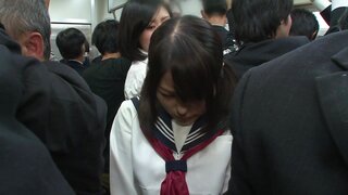 Sexy Asian lesbians Uta Kohaku and Karen Hazuki in public sex show 3