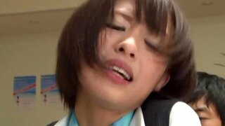 Sweet and horny chick Yuuki Natsune gets cum on her round butt
