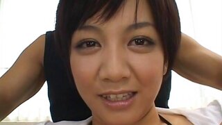 Meguru Kosaka Asian doll has two to play with her titties