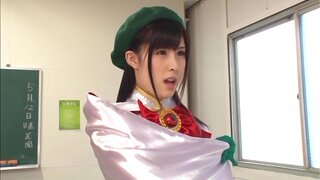 Spicy Japanese stunner in sexy costume jumps on cock 5