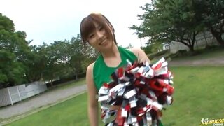 Sexy Japanese teen age cheer leader girl is having fun with sex toys 2
