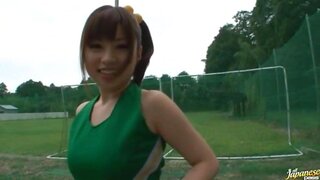 Sexy Japanese teen age cheer leader girl is having fun with sex toys 2
