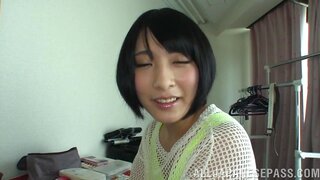 Sexy chick in a short skirt, Miku Abeno boasts of her cock sucking s 5