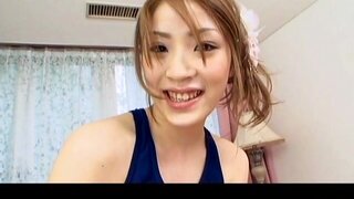 Yuu Mahiru Asian teen rubs and fingers her hot pussy