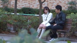 Small tits teen Chika Sena sucks cock and gets fucked from behind