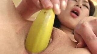 Cute Asian Teen 18+ Drills Her Snatch with a Banana